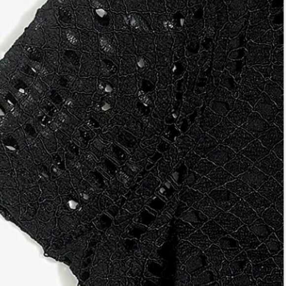 Black J. Crew Factory Textured Lace Short Sleeve Top (NWT) - Picture 2 of 4